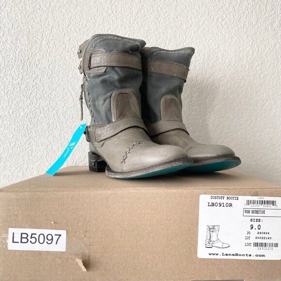 Lane DUSTOFF Womens Cowboy Boots 9 Gray Leather Cowgirl Ankle Boots Western - Picture 9 of 10